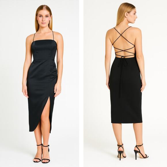 Manning Cartell Miami Heat OPen Back Midi Dress 2 Black NEW - Picture 1 of 11
